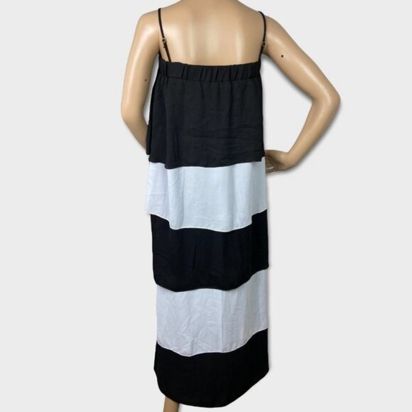 NWT Show Me Your Mumu Tiered Ruffle Maxi Dress Colorblock Black White Size Small - Picture 5 of 11